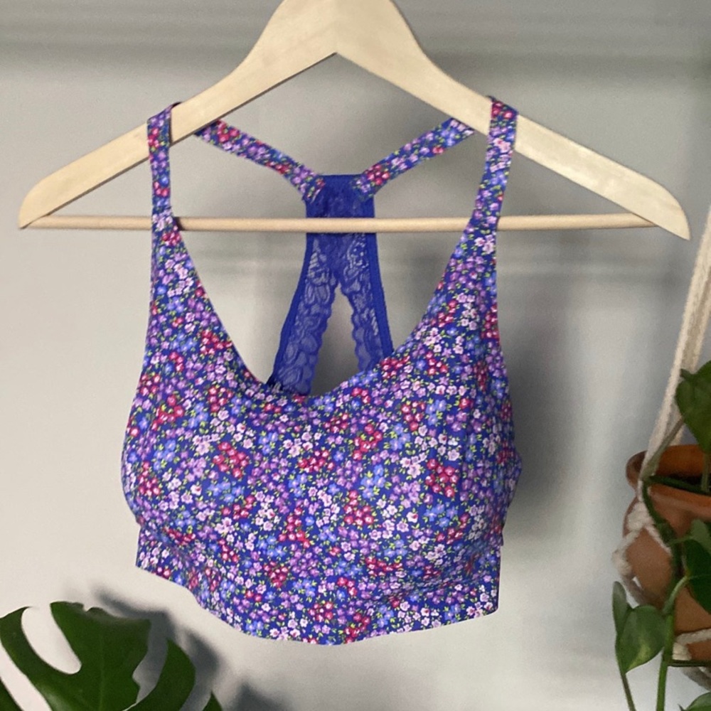 Purple Floral sports bra